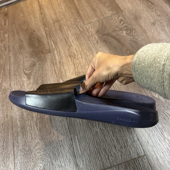 Cole Haan Grandpro Black Blue Leather Slip On Slides Sandals Sz 9 M main image 13